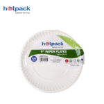 HotPack Bagasse White Paper Plates
